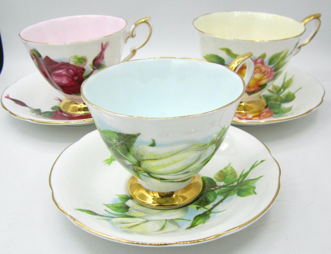 Paragon Six World Famous Roses Bone China Teacup and Saucer Sets