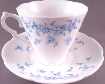 Collingwood Bone China Cup and Saucer (465) - Blue Flowers