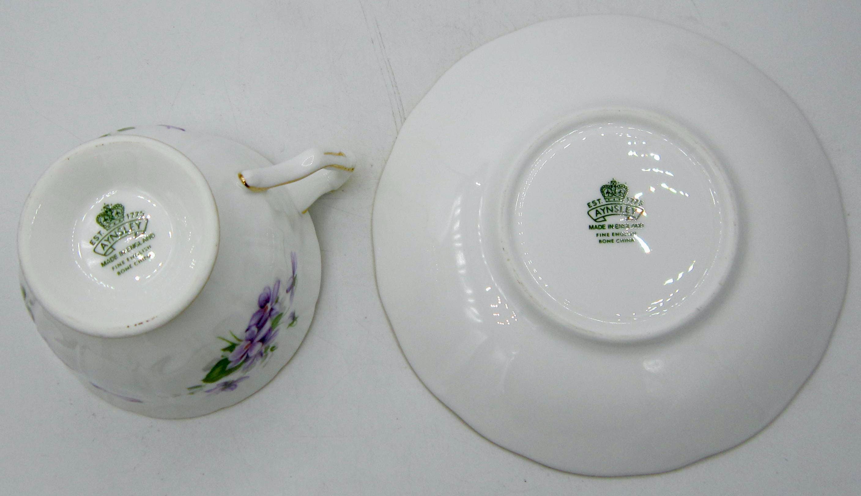 Aynsley Wild Violets Bone China Tea Cup and Saucer - England - Etsy