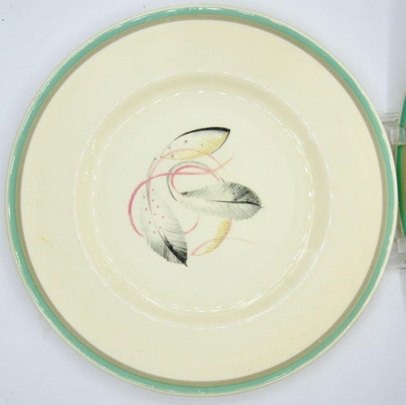 Susie Cooper Gray Leaf (green Trim) Dinner Plates (9.75 In