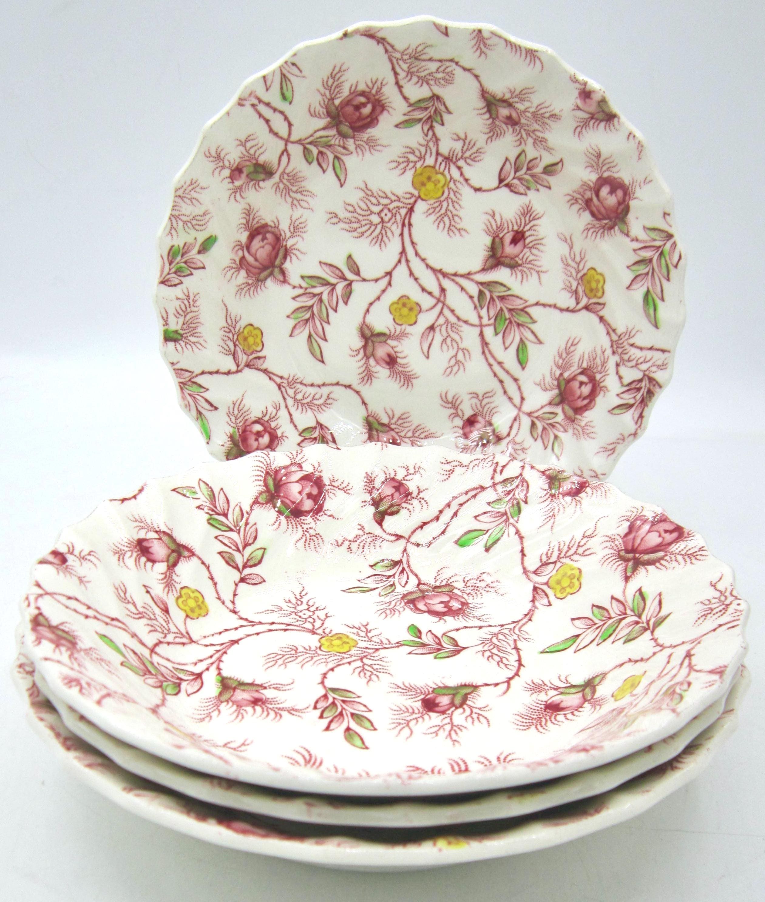 Copeland Spode Rosebud Chintz Fruit Sauce Bowls (2-8401 Pink Vine