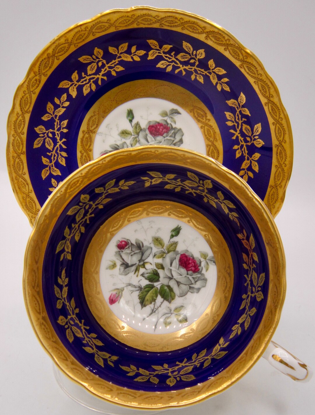 Paragon Bone China Tea Cup and Saucer A1733 Gold and Cobalt Blue England Etsy