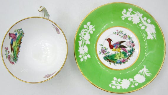 Copeland Spode China Green and White Cup and Saucer (R4689
