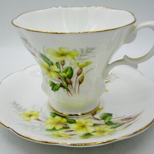Royal Albert Primrose Bone China Tea Cup and Saucer - Friendship Series - Embossed Shells - England