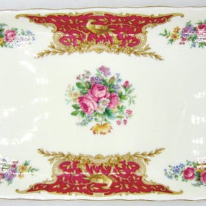 Foley Montrose Red Bone China Handled Sandwich Tray (11 In.) - England