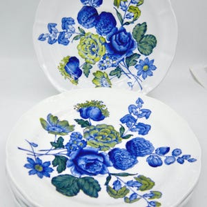 Spode Blue Flowers (S3369) Cream Soup Saucers (7 In.) Set of 6