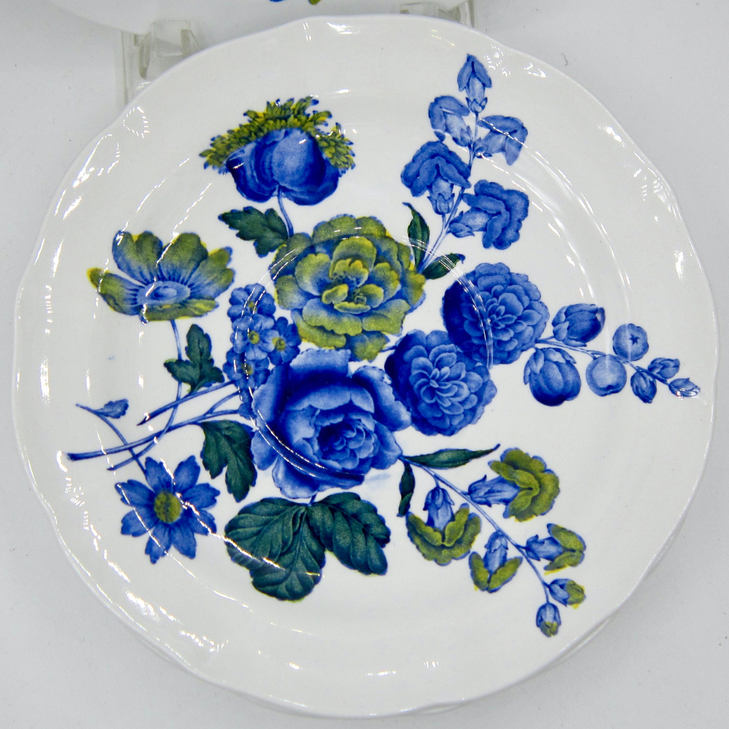 Spode Blue Flowers (S3369) Cream Soup Saucers (7 In.) Set of