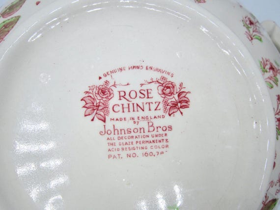 Johnson Brothers Rose Chintz Pink Soup Tureen and Ladle - England