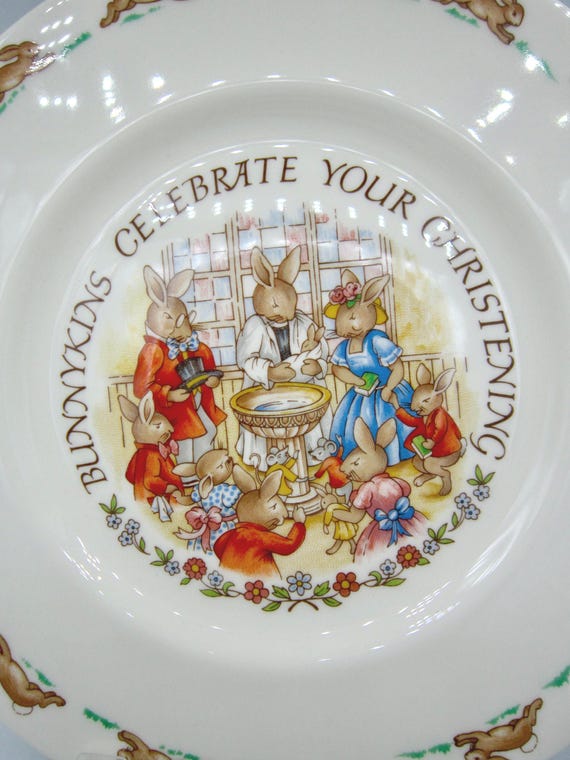 Royal Doulton Bunnykins Christening Bone China Plate (8 In