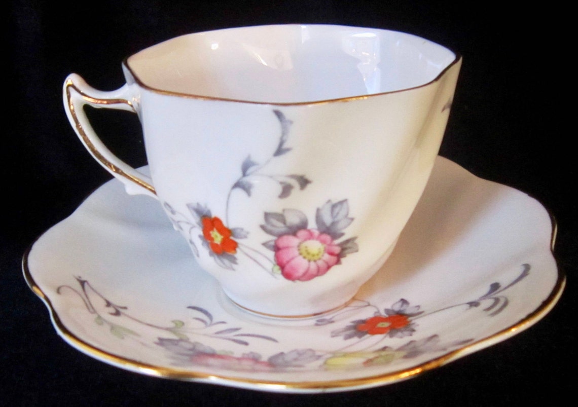 Rosina Bone China Tea Cup & Saucer 4921 Yellow Pink and Etsy Canada