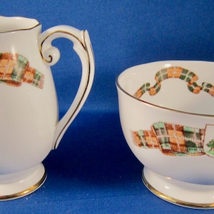 Roslyn Prince Edward Island Plaid Bone China Mini Creamer and Open Sugar Bowl Set - Tartan - England