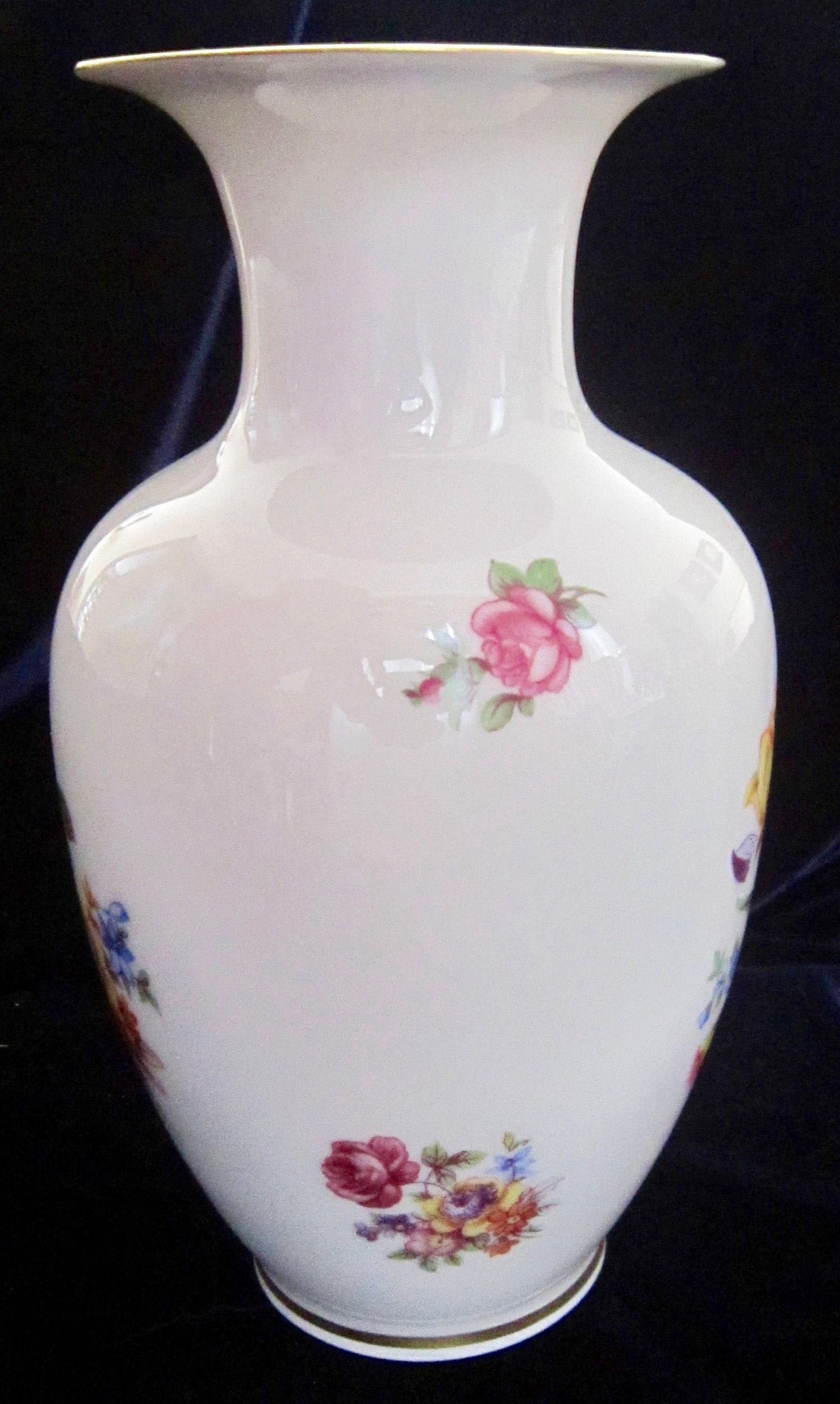 ライヘンバッハ磁器花瓶（7インチ） - マルチカラーの花 - ドイツ