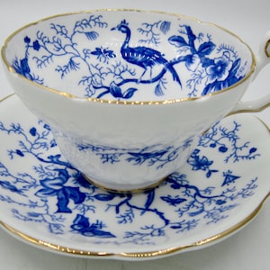 Coalport Cairo Blue Bone China Tea Cup and Saucer - England