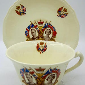 King George VI and Queen Elizabeth Coronation 1937 - Alfred Meakin Teacup and Saucer - England