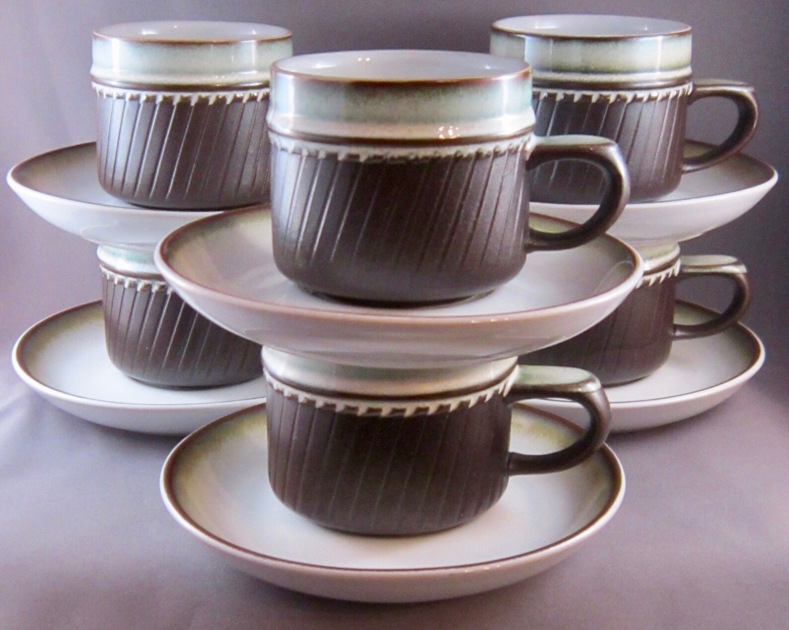 Denby Rondo Ironstone Cups and Saucers Set of 6 Brown & Etsy