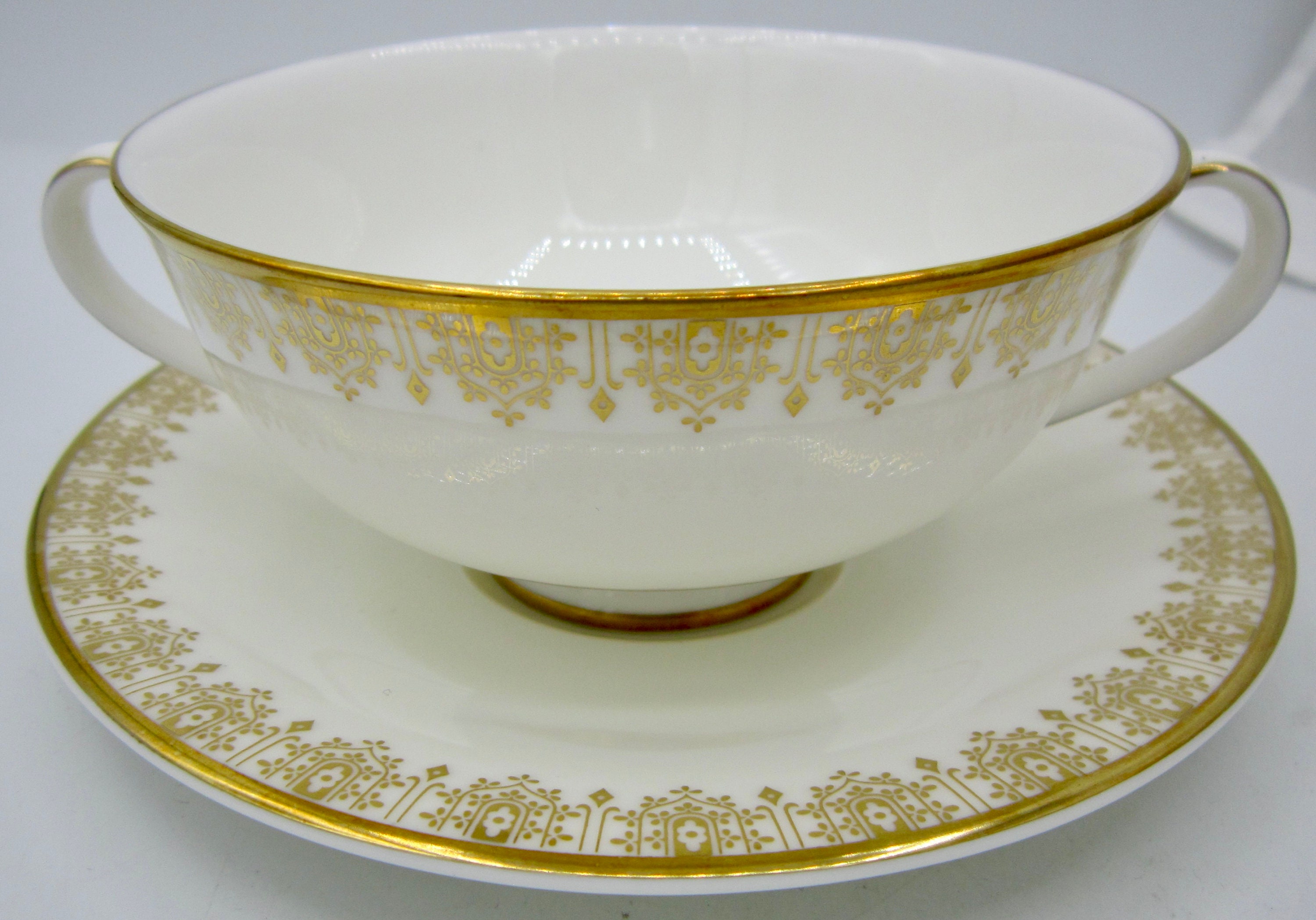 Royal Doulton Gold Lace (H4989) Bone China Cream Soup Bowl and 