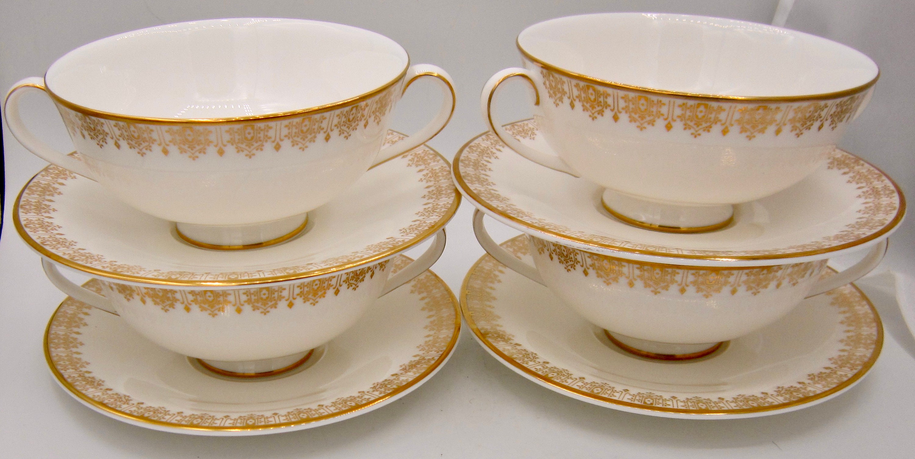 Royal Doulton Gold Lace (H4989) Bone China Cream Soup Bowl and 