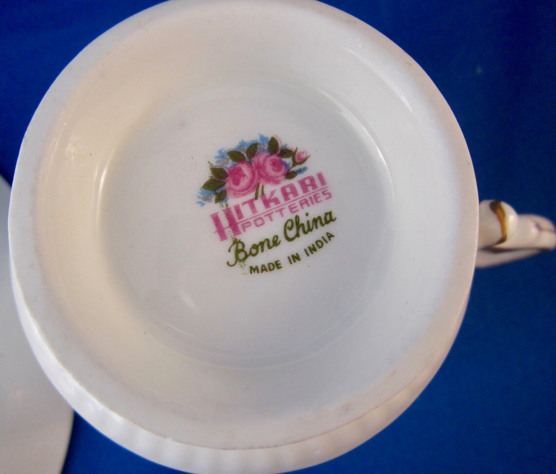 Hitkari Potteries Bone China Teacup and Saucer White Yellow Etsy Canada