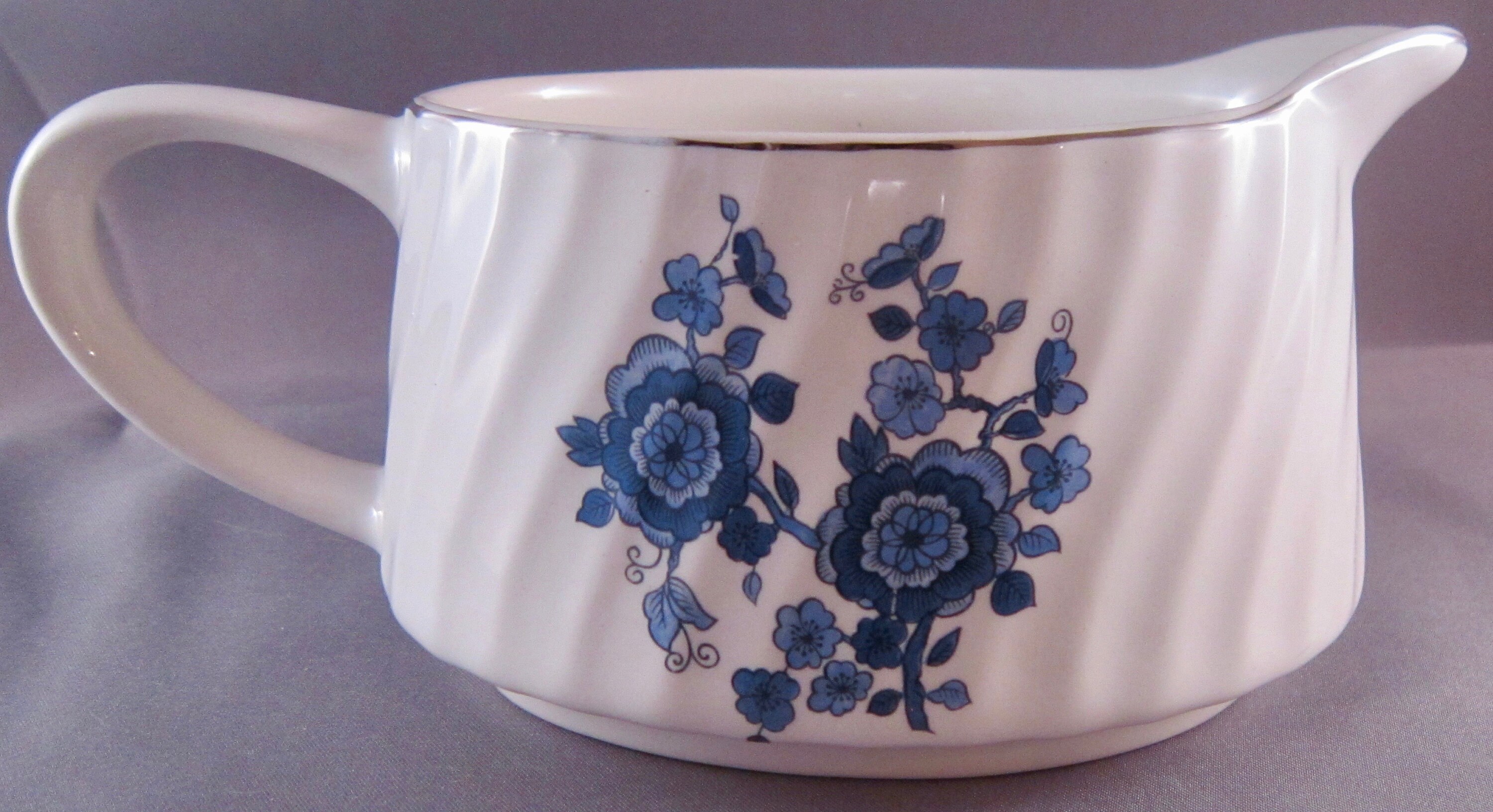 Wedgwood Royal Blue Ironstone Gravy Boat Blue Flowers Etsy