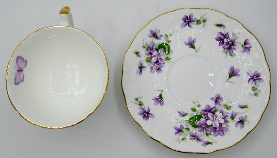 Aynsley Wild Violets Bone China Tea Cup and Saucer - England - Etsy