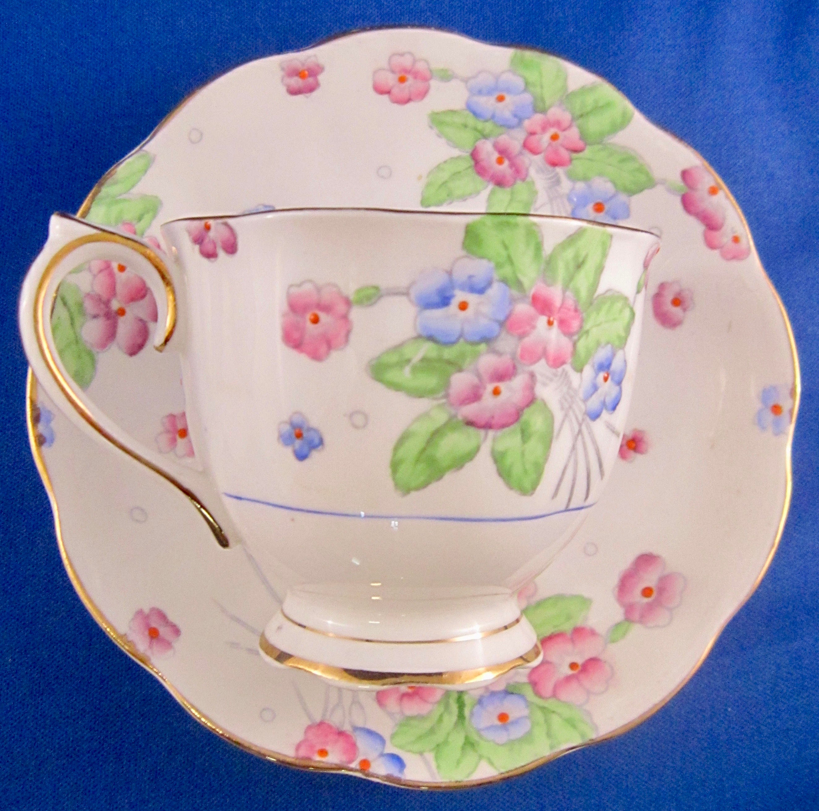 Royal Albert Crown China Tea Cup & Saucer 2248 Blue Pink Etsy