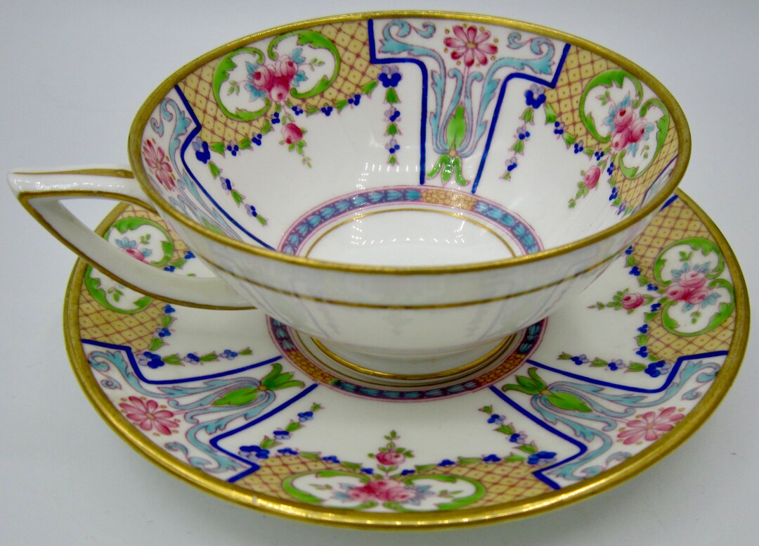 Mintons Tea Cup and Saucer H3337 Globe Backstamp England Etsy