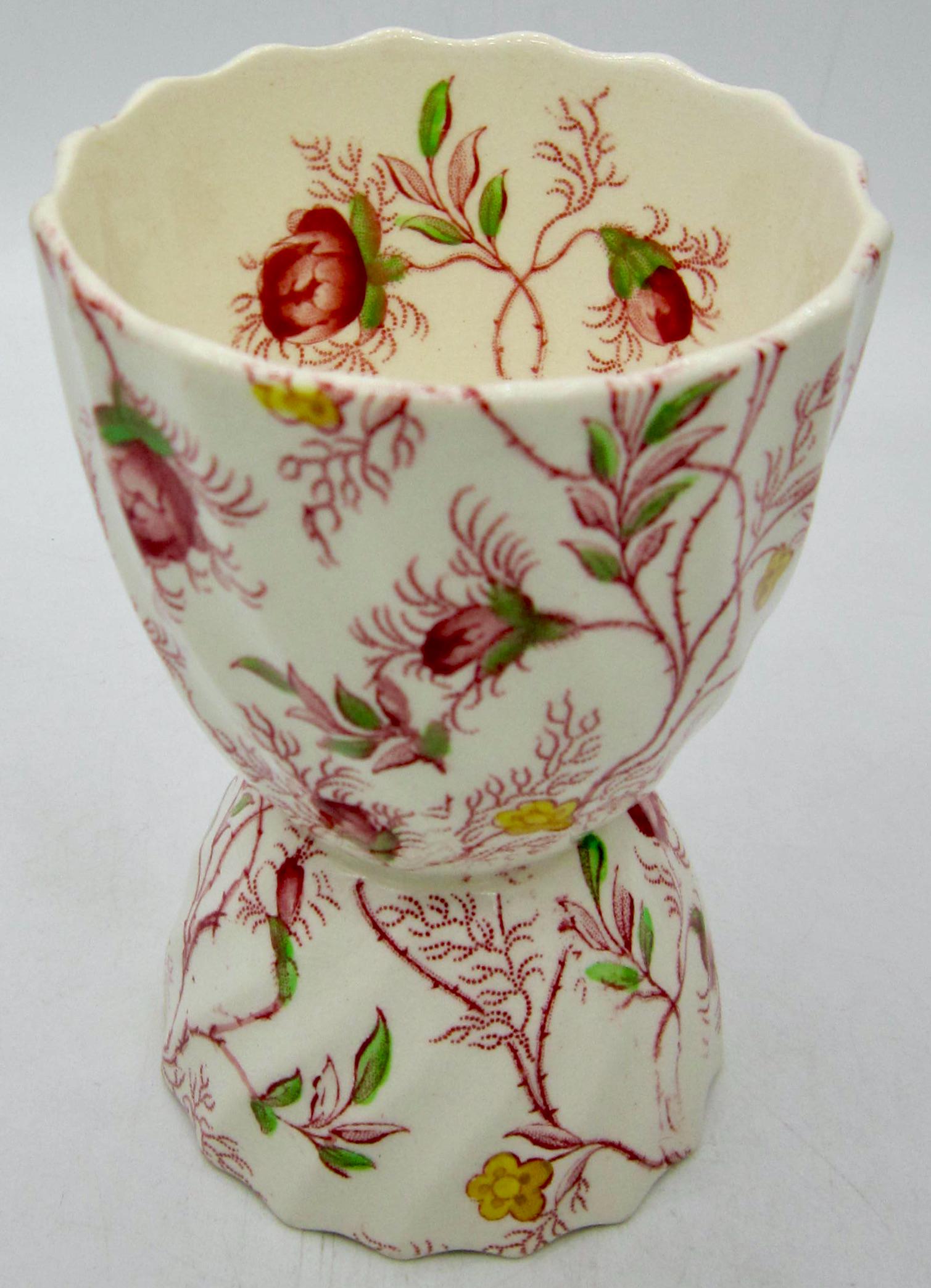Copeland Spode Rosebud Chintz Double Egg Cup (2-8401 Pink Vine) - England