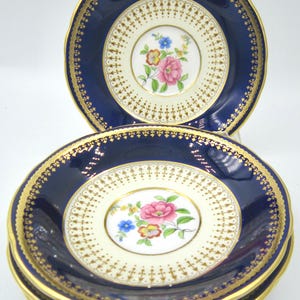 Aynsley Hatfield Cobalt Blue Bone China Saucers (4) - England