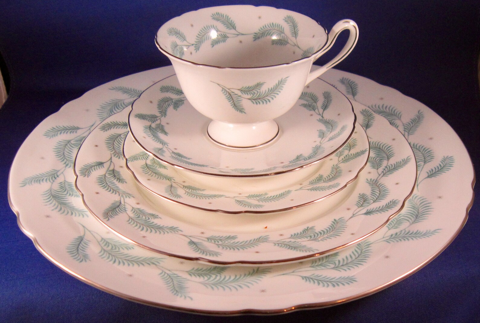 Shelley Serenity Bone China 5 Piece Place Setting Blue Green Etsy