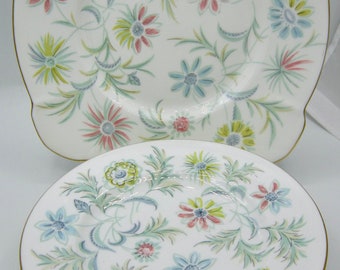 Minton Vanessa (S678) Bone China Square Luncheon Plate (8.5 In.) and 6 Bread and Butter Plates (6 In.) - England