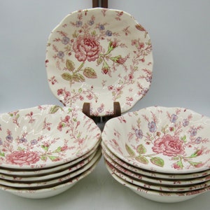 Johnson Brothers Rose Chintz Pink Cereal Bowls (6.5 In.) - England