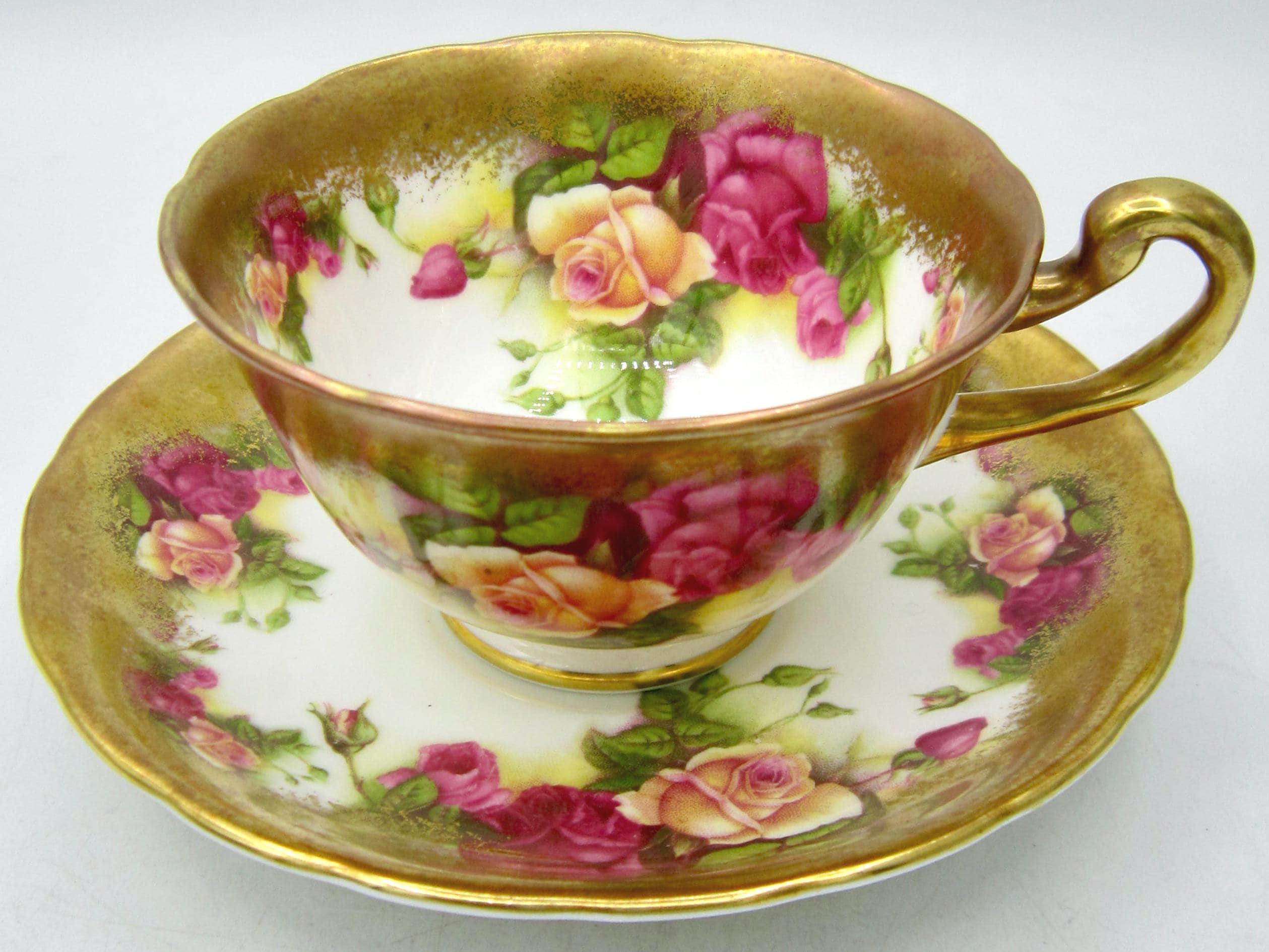 Royal Chelsea Golden Rose Bone China Teacup and Saucer (3983A