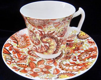 Royal Chelsea Bone China Paisley Tea Cup and Saucer - England
