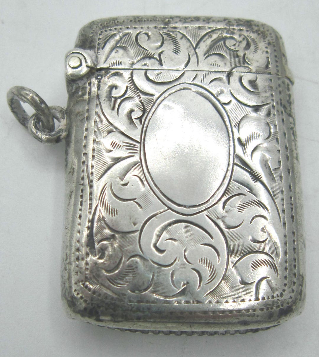 Antique Smith and Bartlam Sterling Silver Vesta Match Safe Case (1.75 ...