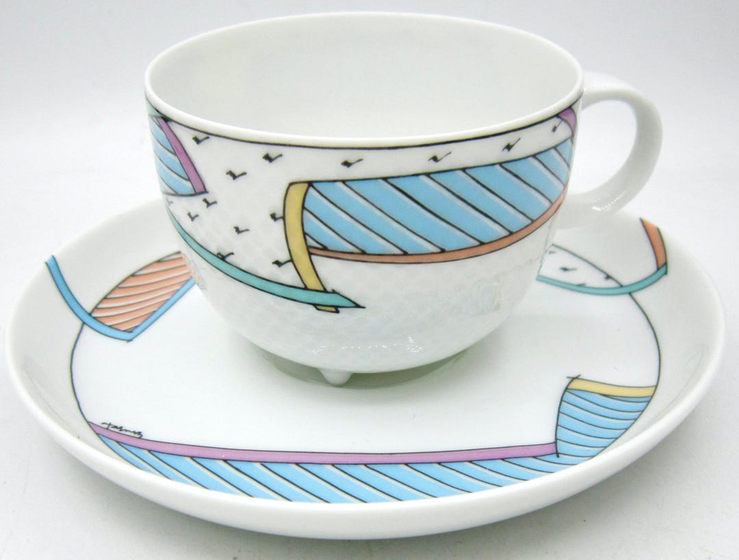 Rosenthal New Wave Century 3 Footed Cup & Saucer (studio Line