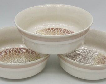 Denby Chantilly Stoneware Coupe Soup Bowls (3) - England