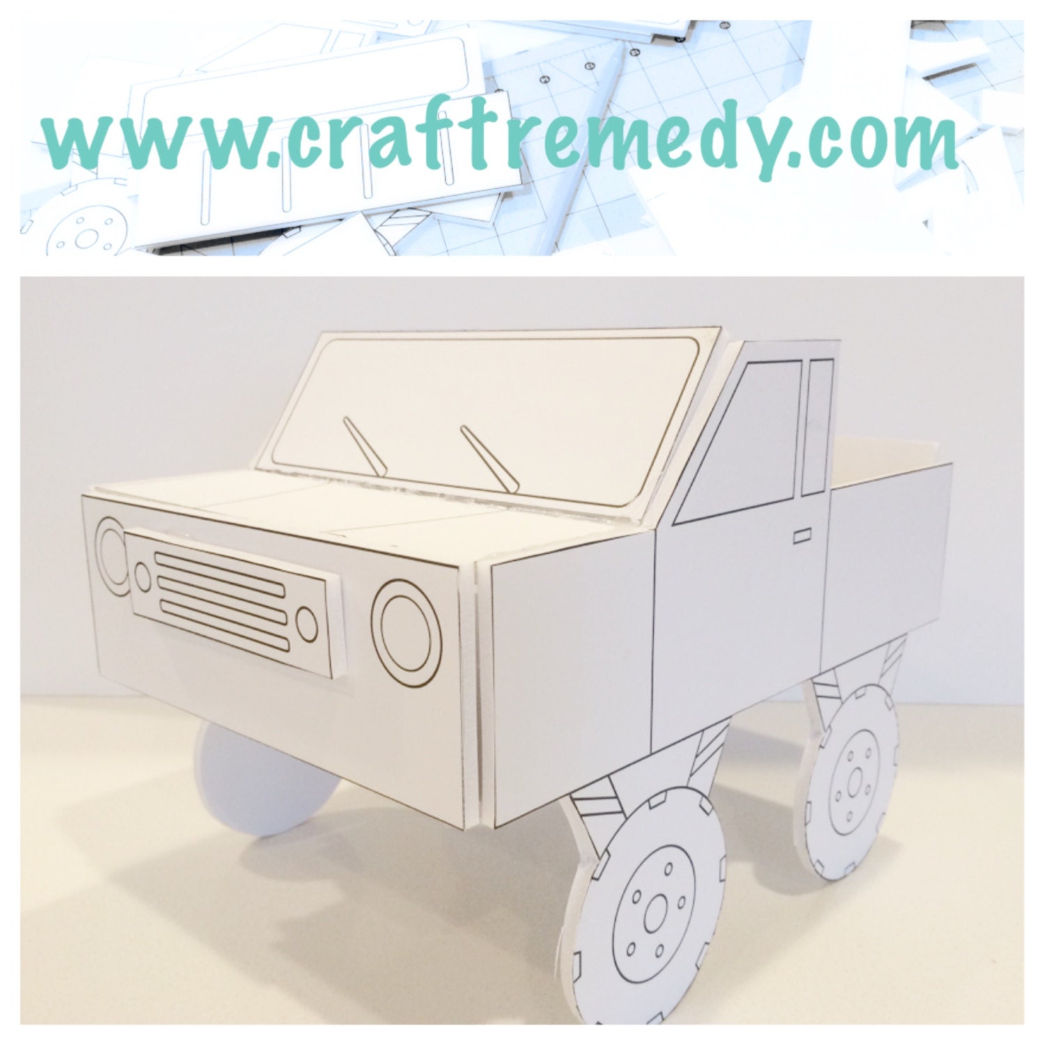 Monster Truck Valentine Box Instructions Digital Art File - Etsy