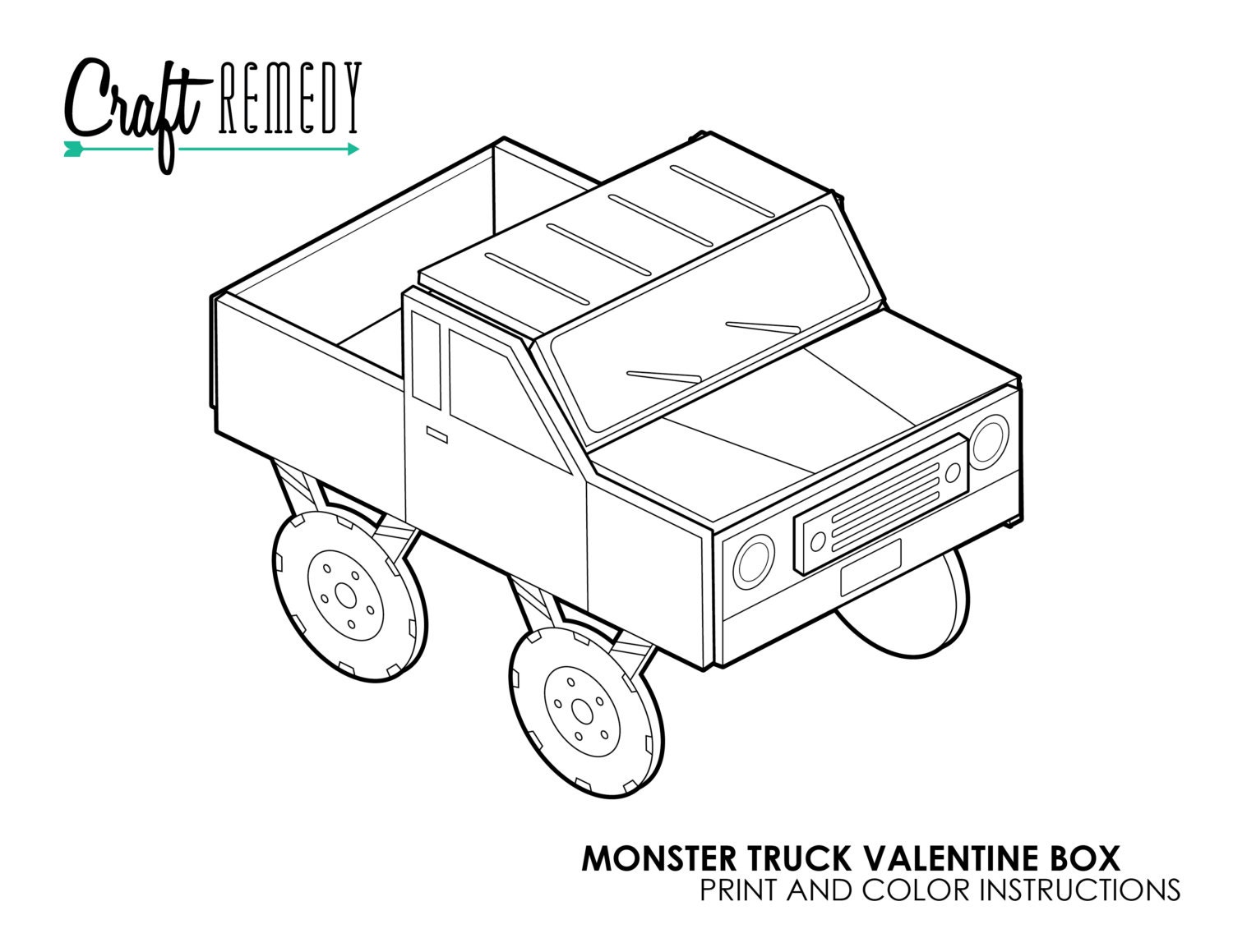 monster-truck-valentine-box-instructions-digital-art-file-etsy
