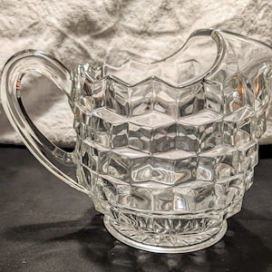 Fostoria Glass Pitcher w/  Curved Ice Lip in &quot;America&quot; Pattern, Smaller Size- 1960&#39;s