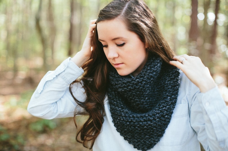 Bandana Scarf Chunky Triangle Knit Cowl Neck Warmer // The BANDANA COWL image 2