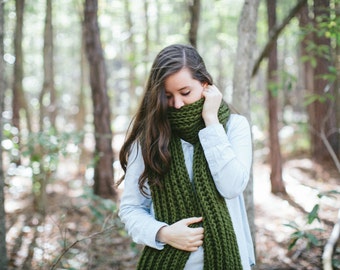 Long Scarf Open Ended Chunky Ribbed Knit Oversized // The Broad Street