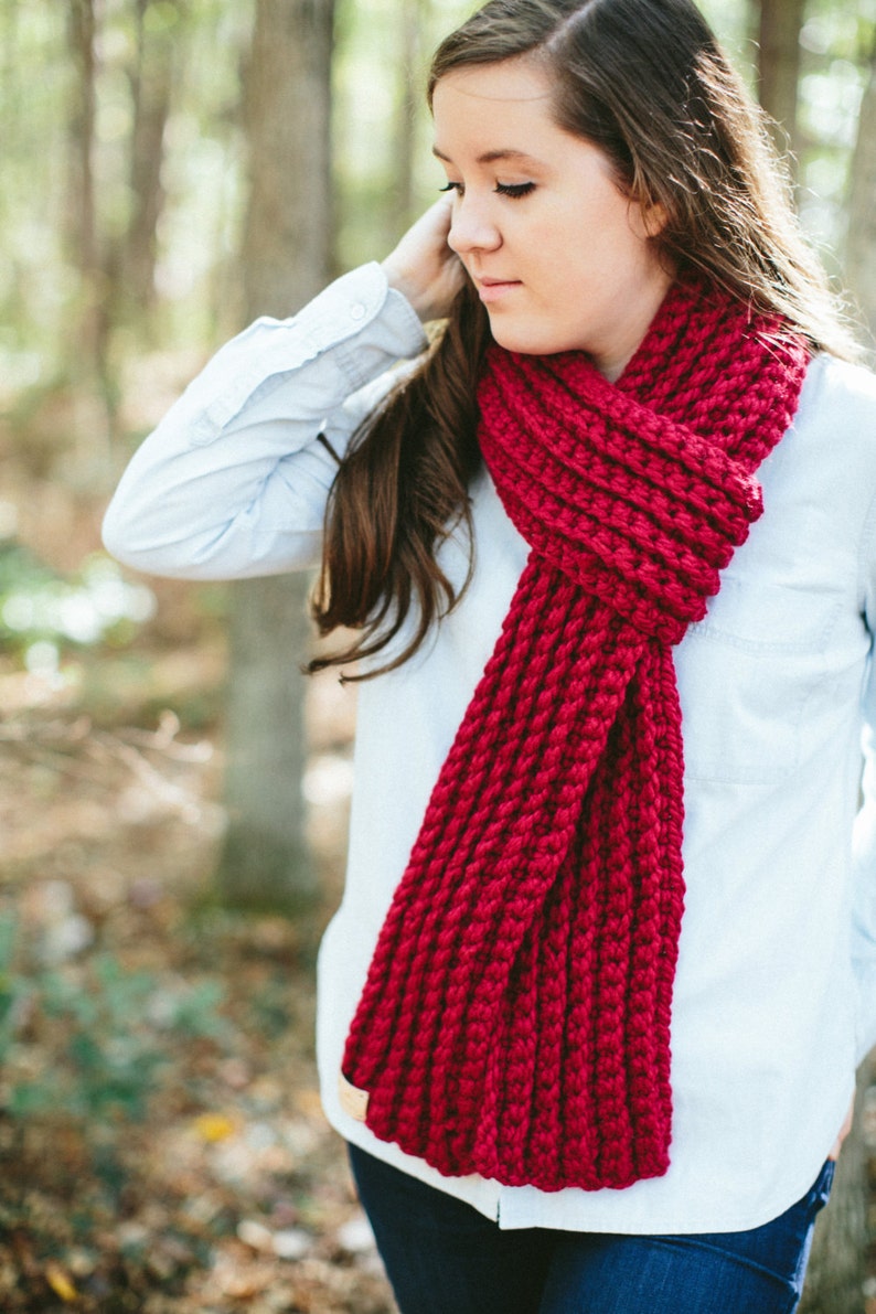 Chunky Textured Knit Scarf Open Ended Ribbed// The JAMES image 3