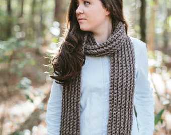 Chunky Textured Knit Scarf Long Open Ended Ribbed // The JAMES