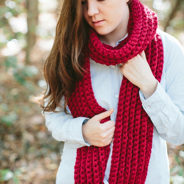 Chunky Textured Knit Scarf Open Ended Ribbed// The JAMES
