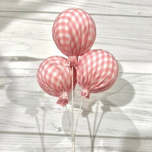 Pink check floral pick, Easter tree decorations, fabric ball pick, wreath supplies, garland decoration, spring tree ornament pick