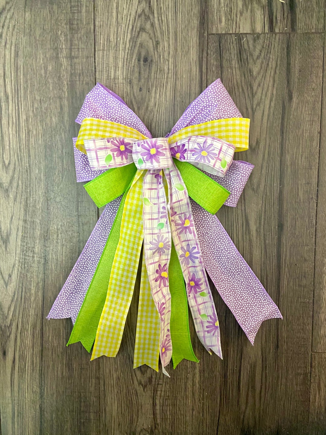 Purple Spring Bow Spring Tree Topper Staircase Bow Pastel Etsy