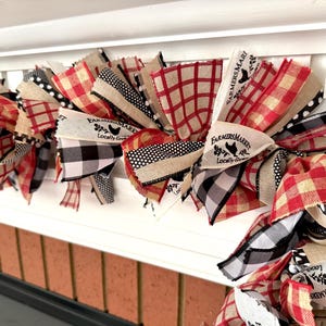 Farmhouse rag garland, farmers market garland, country decor for mantle, farmhouse style decor