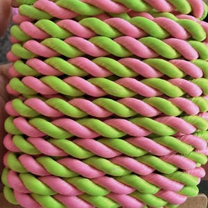 5mm lime green and pink twisted cording, twisted rope, decorative cording, braided string, spring cording