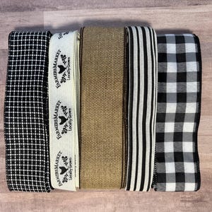 Farmers market ribbon bundle, wired ribbon, 50 yard assorted ribbon, wreath supplies, crafting ribbon