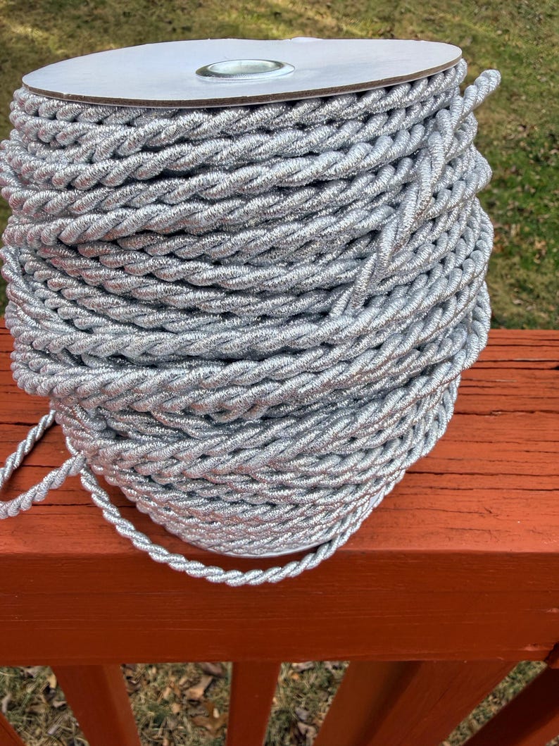 5mm Metallic Silver Cording, Twisted Rope, Decorative Cording, Braided ...